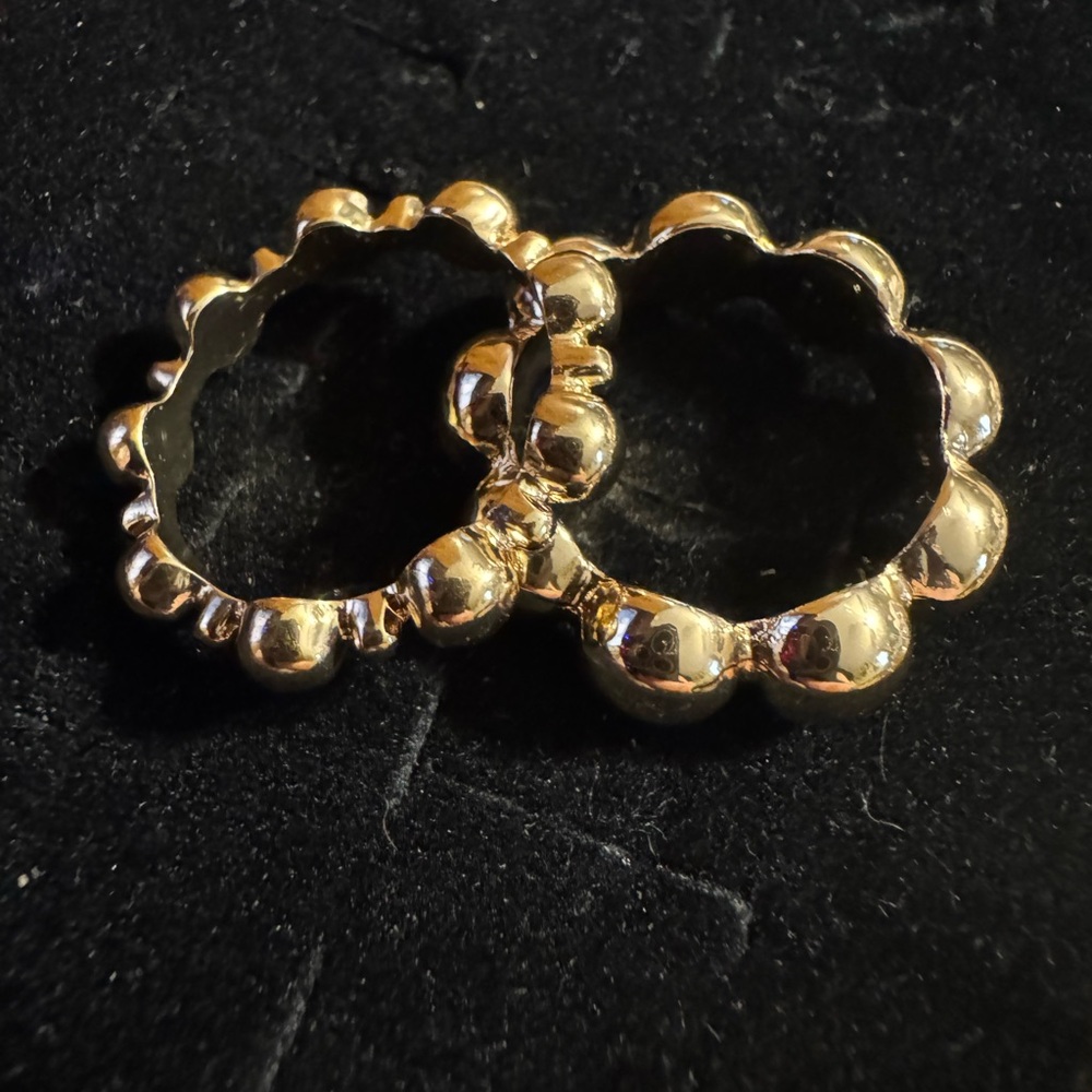 2 Gold Tone Statement Stacker Rings - image 1